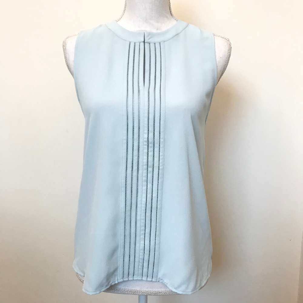 NWT Ann Taylor High Neck Light Blue Blouse Size SP